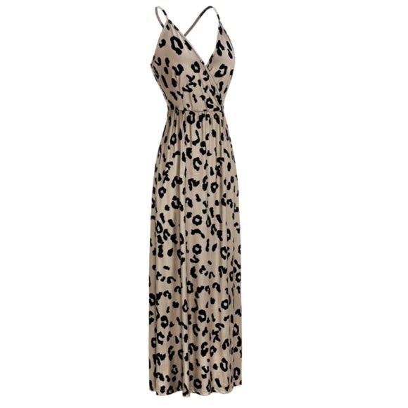 Womens Floral Print Deep V-Neck Casual Maxi Dress - Picture 5 of 7